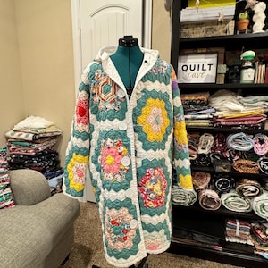 Handmade long quilt coat