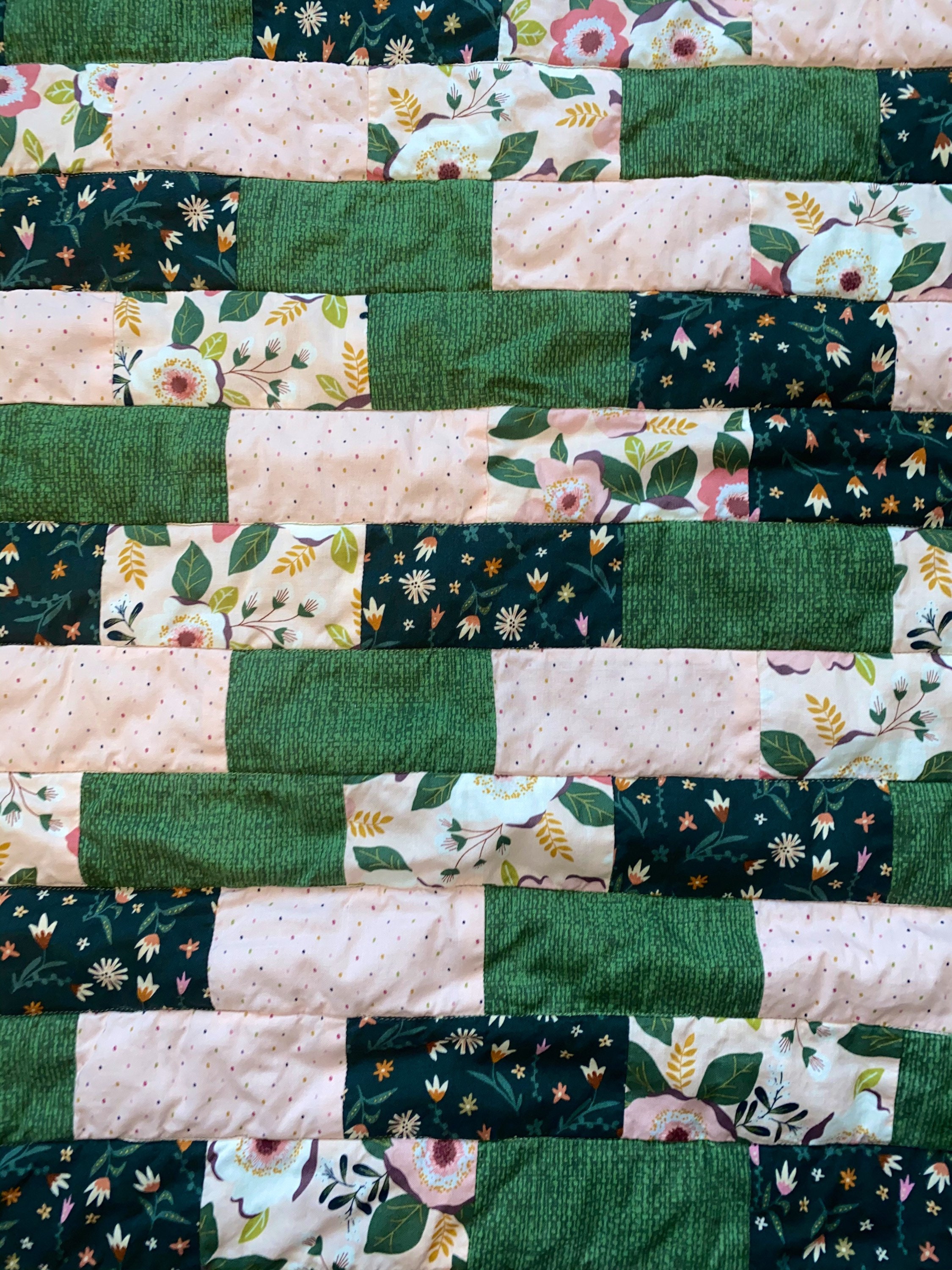 Floral Baby Quilt Pink and Green Baby Blanket Etsy