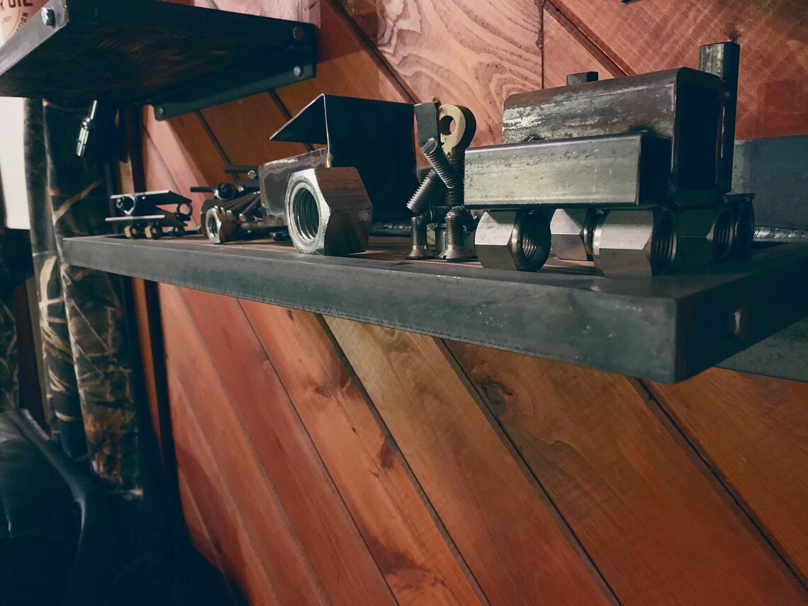 Knick Nack Rack, Wood and Steel Wall Shelf, Handcrafted Wall Shelf ...