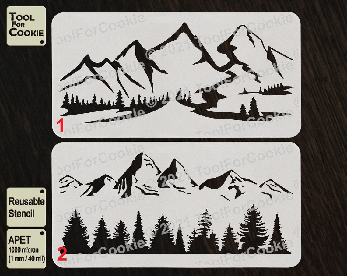 Mountains Stencil Tree Stencil Forest Stencil Etsy mountains-stencil-tree-stencil-forest-stencil-etsy
