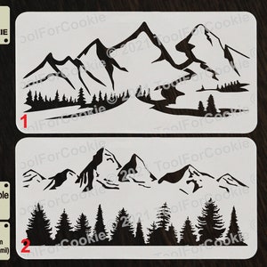 Mountains stencil, Tree Stencil, Forest Stencil