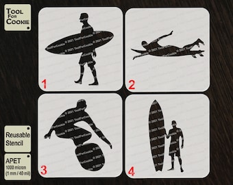 Plantilla Surfer Man, plantilla de playa, plantilla personalizada