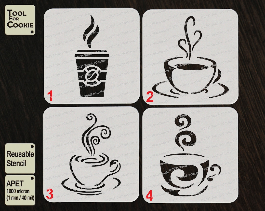 Coffee Cup Stencil, Cup of Coffee Stencil, Cup of Tea Stencil, Tea Cup ...