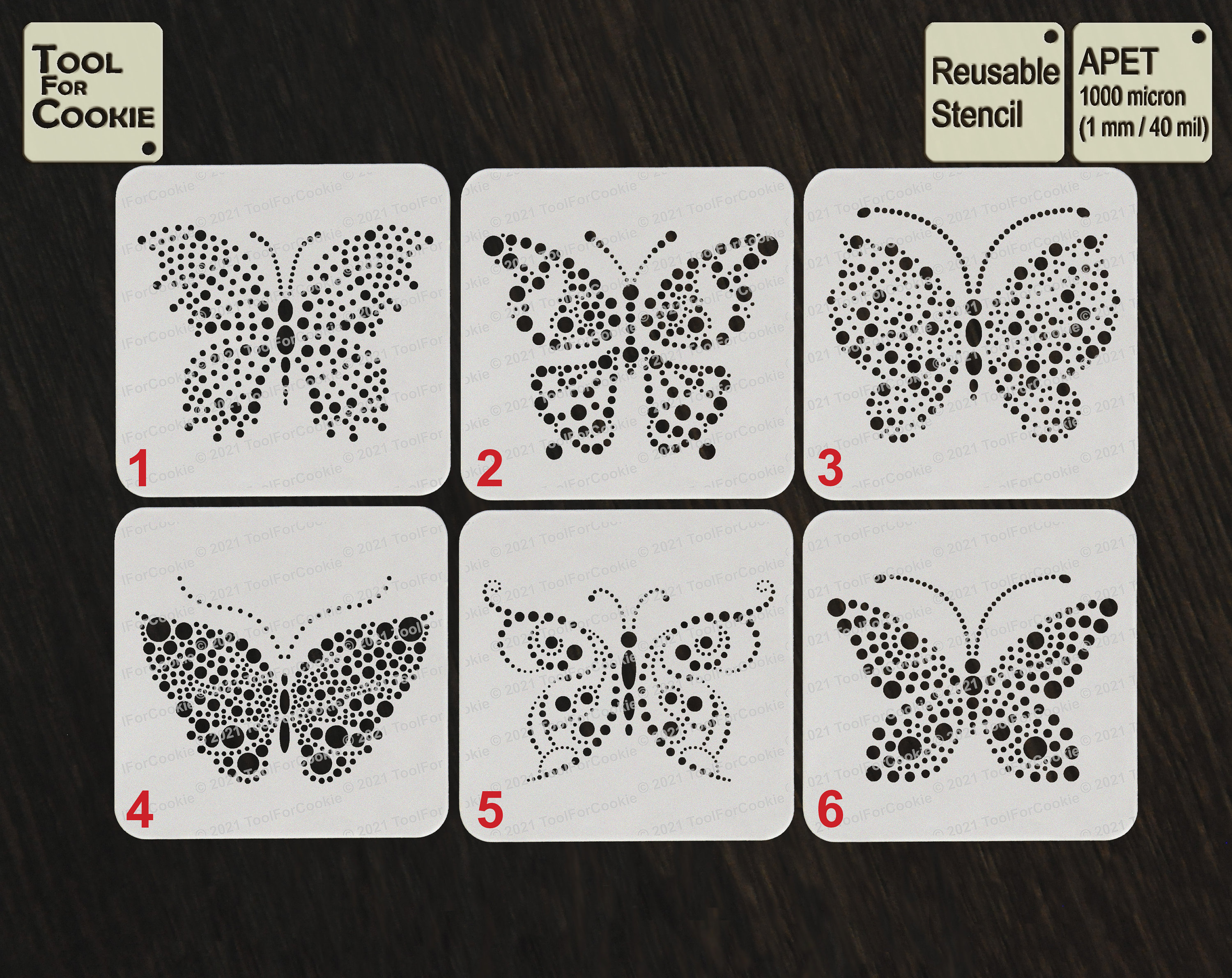 Butterfly Stencil Dotted Butterfly Stencil Etsy