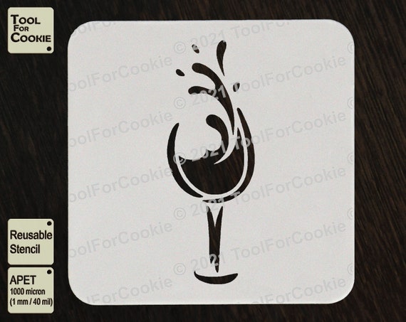 wine glass stencil etsy