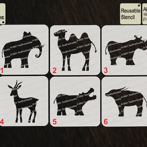 African Animals Stencil