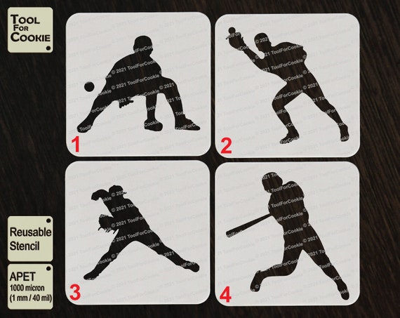 Baseball Stencil Baseball Player Stencil | Etsy