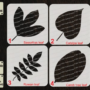 Sassafras leaf stencil, Catalpa leaf stencil, Rowan leaf stencil, Carob tree leaf stencil, Leaves Stencils