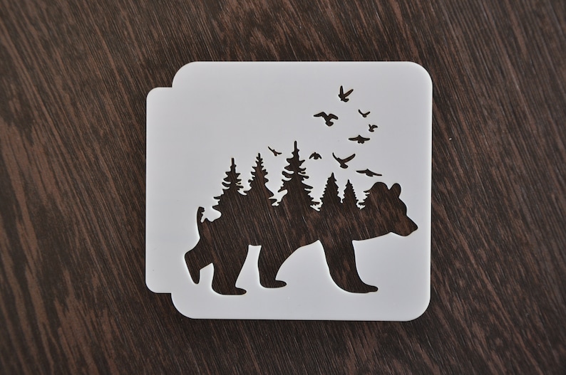 Forest Bear stencil Custom Stencil Any Font Any Design Any Etsy