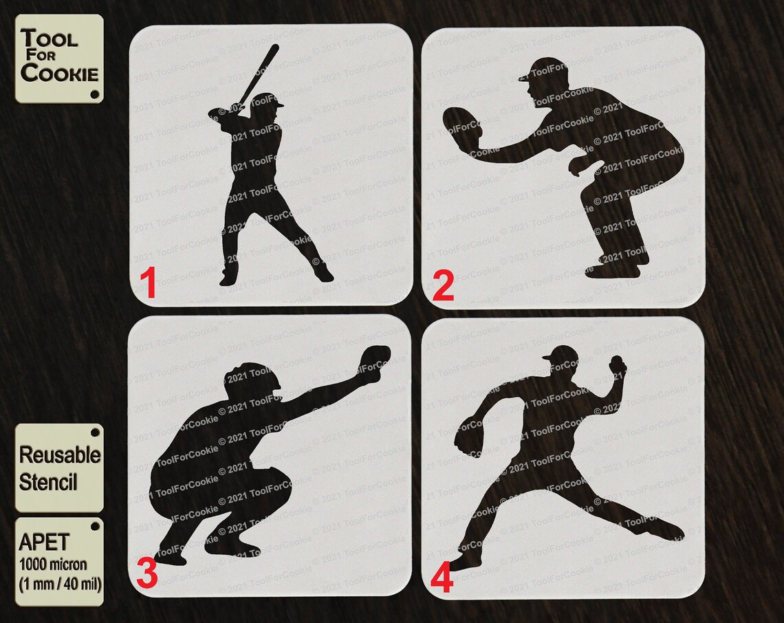 Baseball Stencil Baseball Player Stencil Etsy