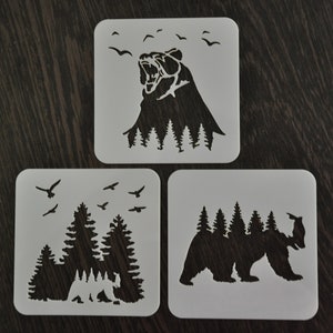 Stencil dell&#39;orso della foresta, Stencil dell&#39;orso, Stencil personalizzato, Qualsiasi carattere, Qualsiasi disegno, Qualsiasi dimensione, Stencil