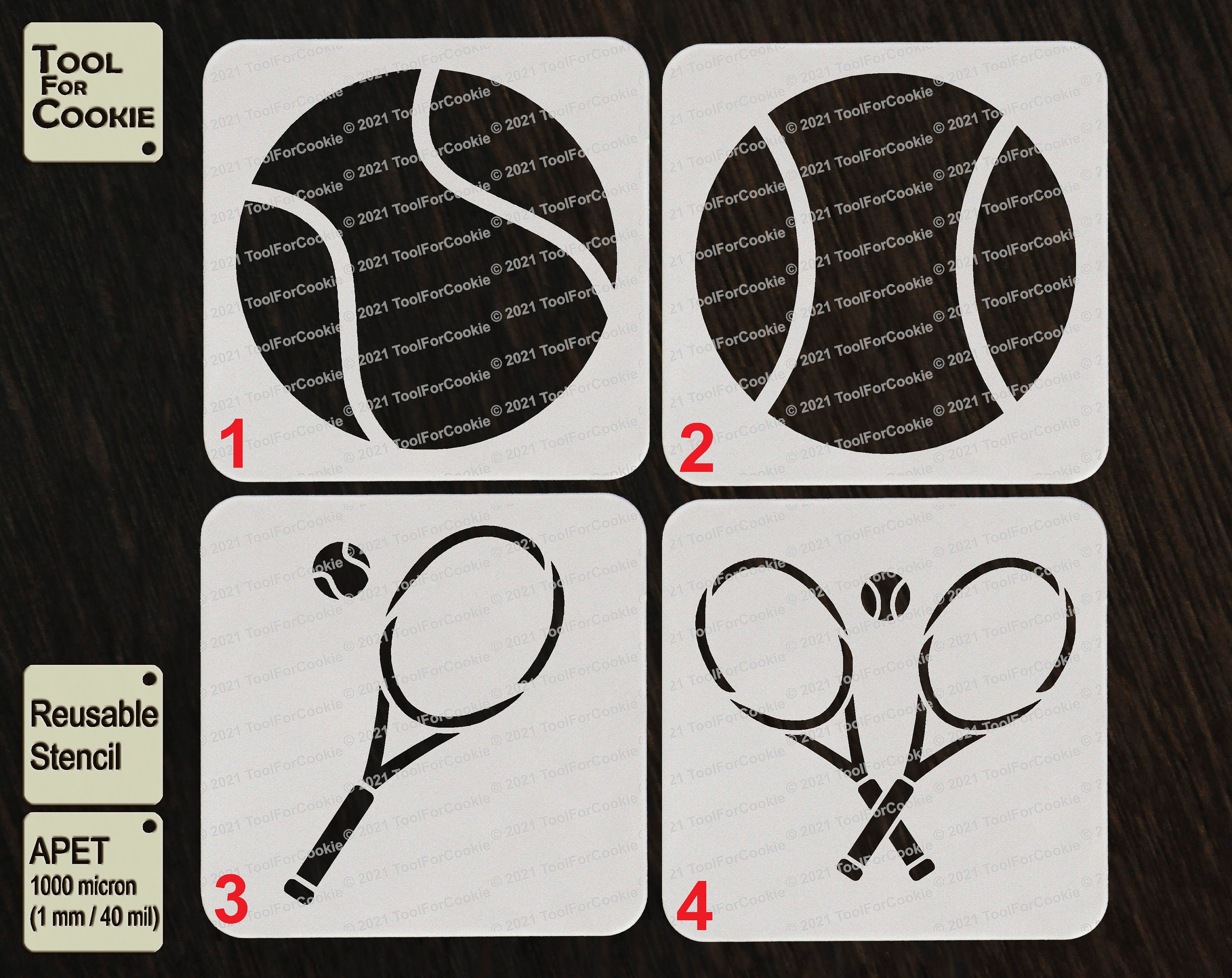 Tennis Racket Stencil, Tennis Ball Stencil