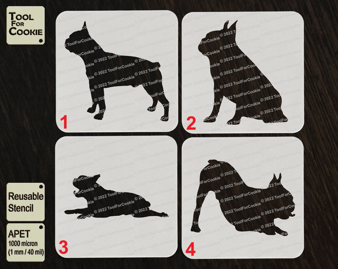 Boston Terrier Dog Stencil - Etsy