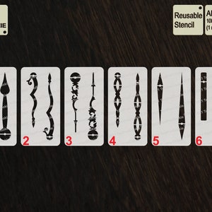 Puede incluir: Seis plantillas de galletas diferentes, numeradas del 1 al 6, sobre un fondo marrón oscuro. Las plantillas son de plástico transparente y reutilizables. El texto "TOOL FOR COOKIE" está en la esquina superior izquierda de la imagen. El texto "Reusable Stencil" y "APET 1000 micron (1 mm / 40 mil)" está en la esquina superior derecha de la imagen.