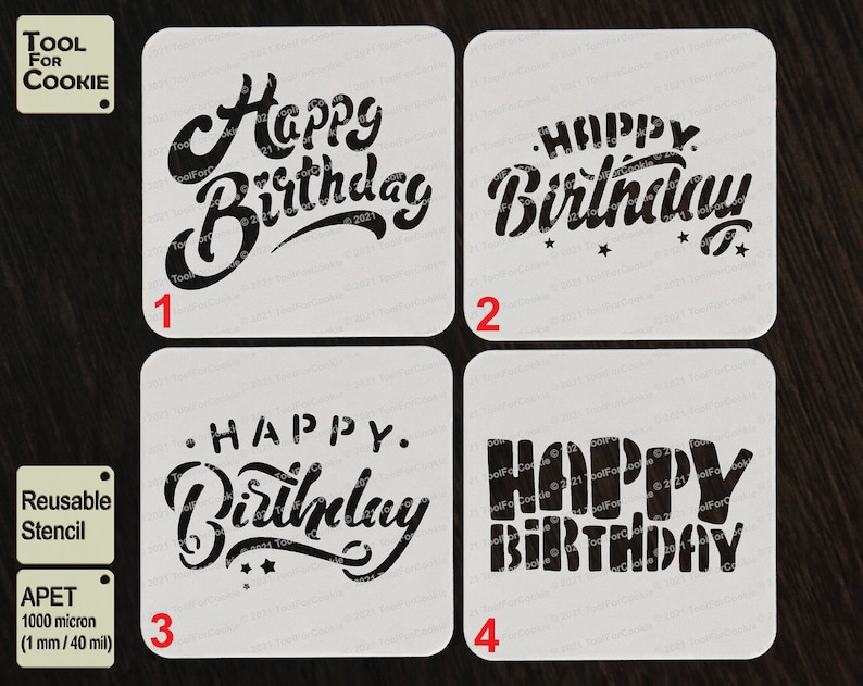 Happy Birthday Stencil Etsy