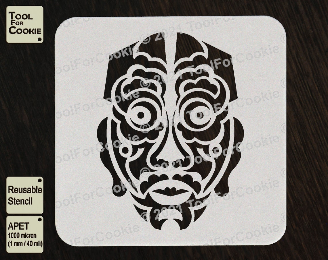 Tiki Mask Stencil Etsy