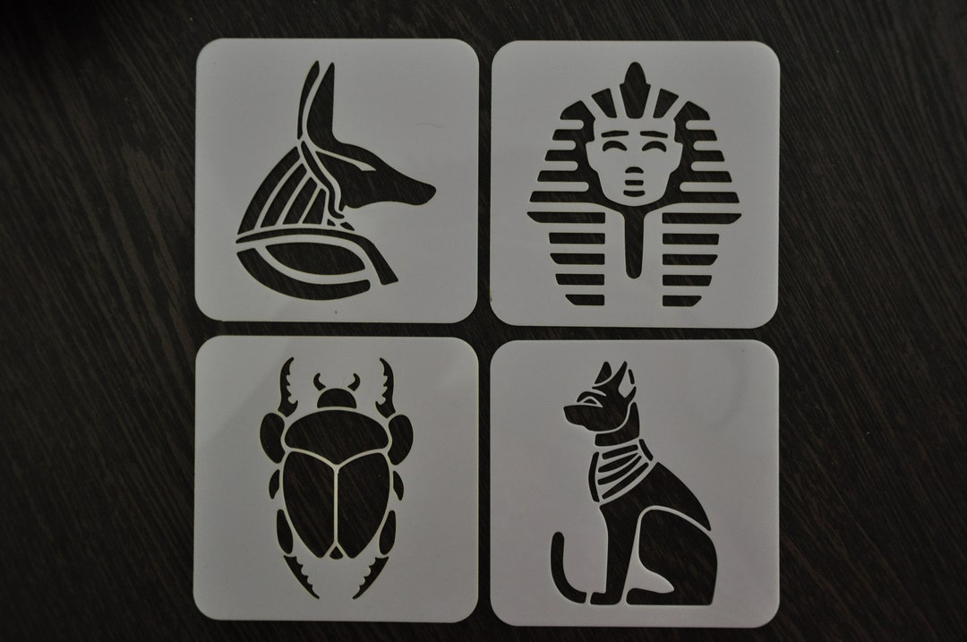 Egyptian Symbols Stencil, Scarab Stencil, Eye of Ra Stencil, Ankh ...