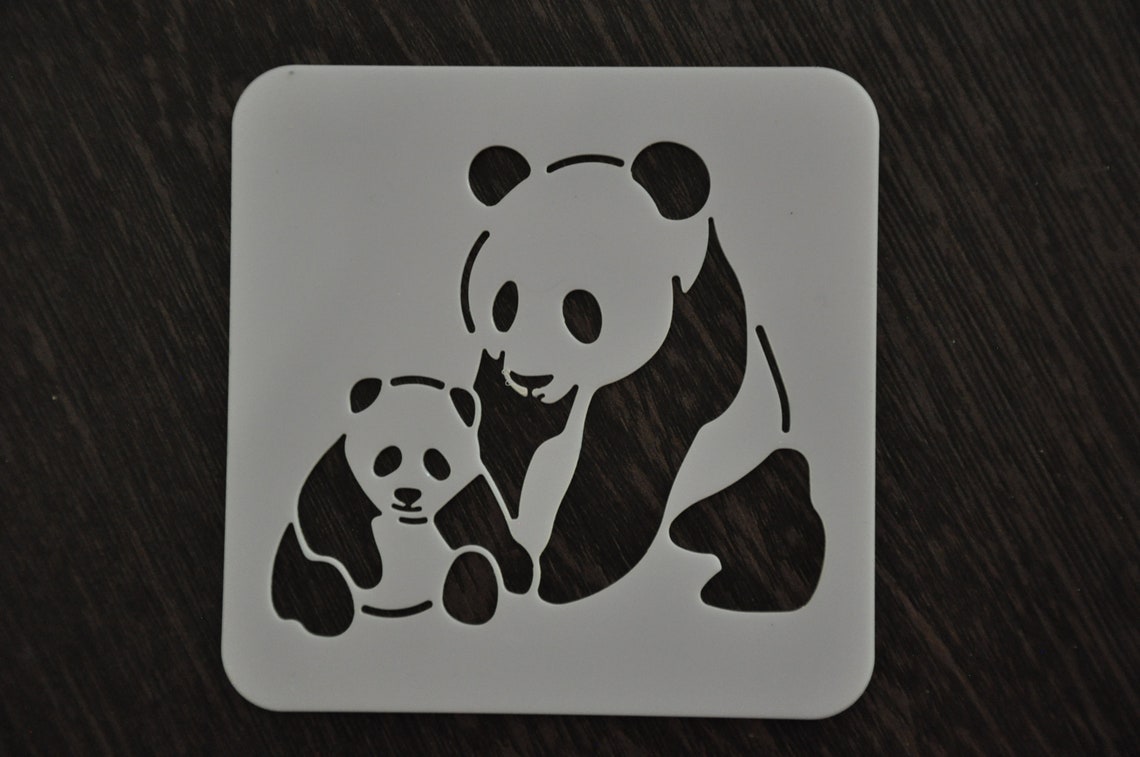 Panda Stencil Panda Bear Stencil Custom Stencil Any Font Etsy