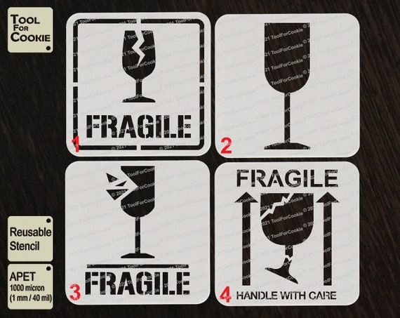 Reusable Fragile Packaging Symbol Stencil for Parcels