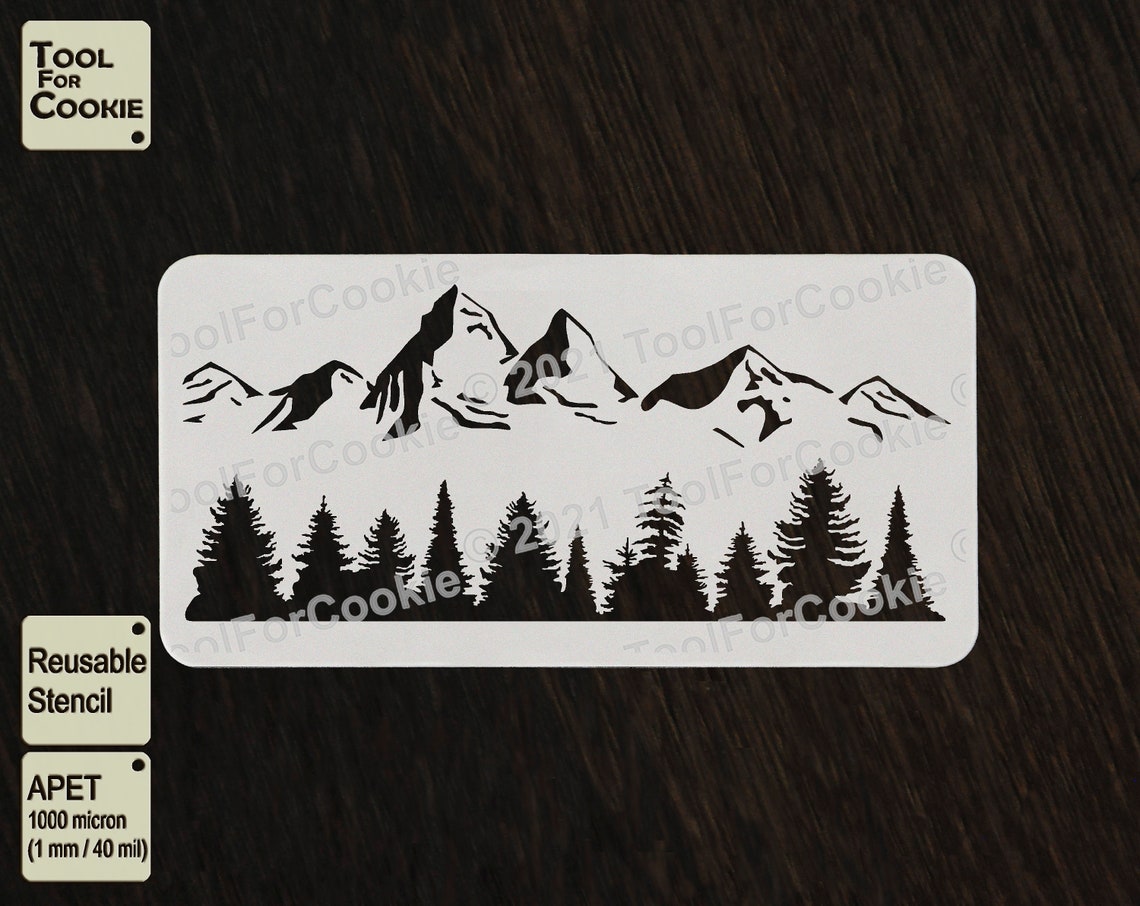Mountains Stencil Tree Stencil Forest Stencil - Etsy