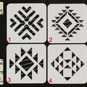 Puede incluir: Conjunto de cuatro plantillas de galletas reutilizables con diseños geométricos. Las plantillas están hechas de plástico APET de 1000 micras, que tiene 1 mm de grosor. Las plantillas están numeradas del 1 al 4.