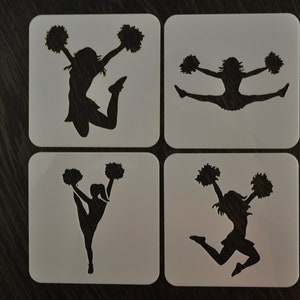 Cheerleader Stencil, Cheerleader Silhouettes Stencil, Custom Stencil, Any Font, Any Design, Any Size, Stencils