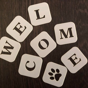 Welcome Stencil - 8 pieces, Custom Stencil - Any Font, Any Design, Any Size, Stencils