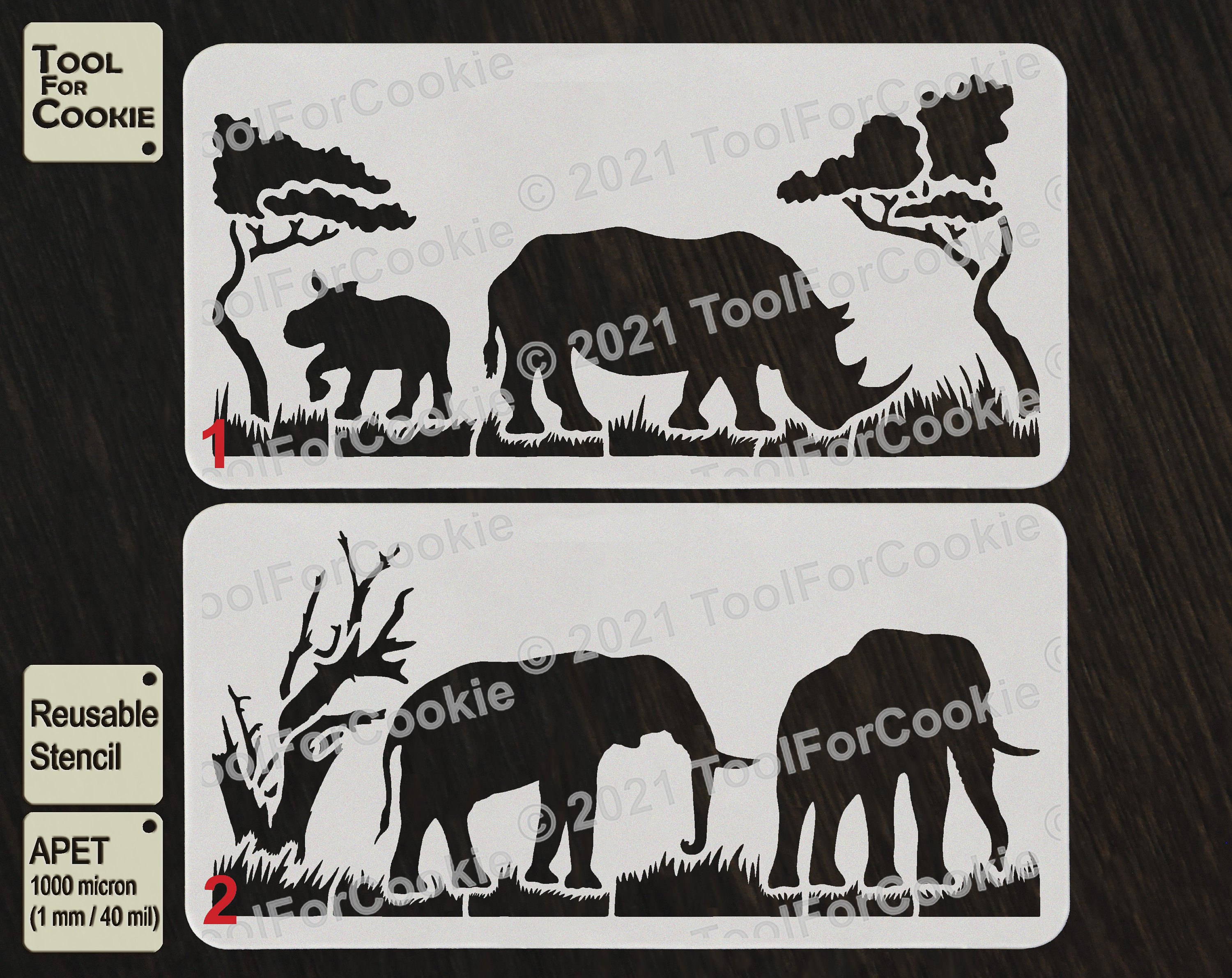African Animals Stencil Elephant Stencil Rhinoceros Stencil Etsy