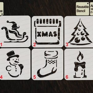 Weihnachtssymbole Schablone, Weihnachtskerze Schablone, Weihnachtsbaum Schablone, Schneemann Schablone