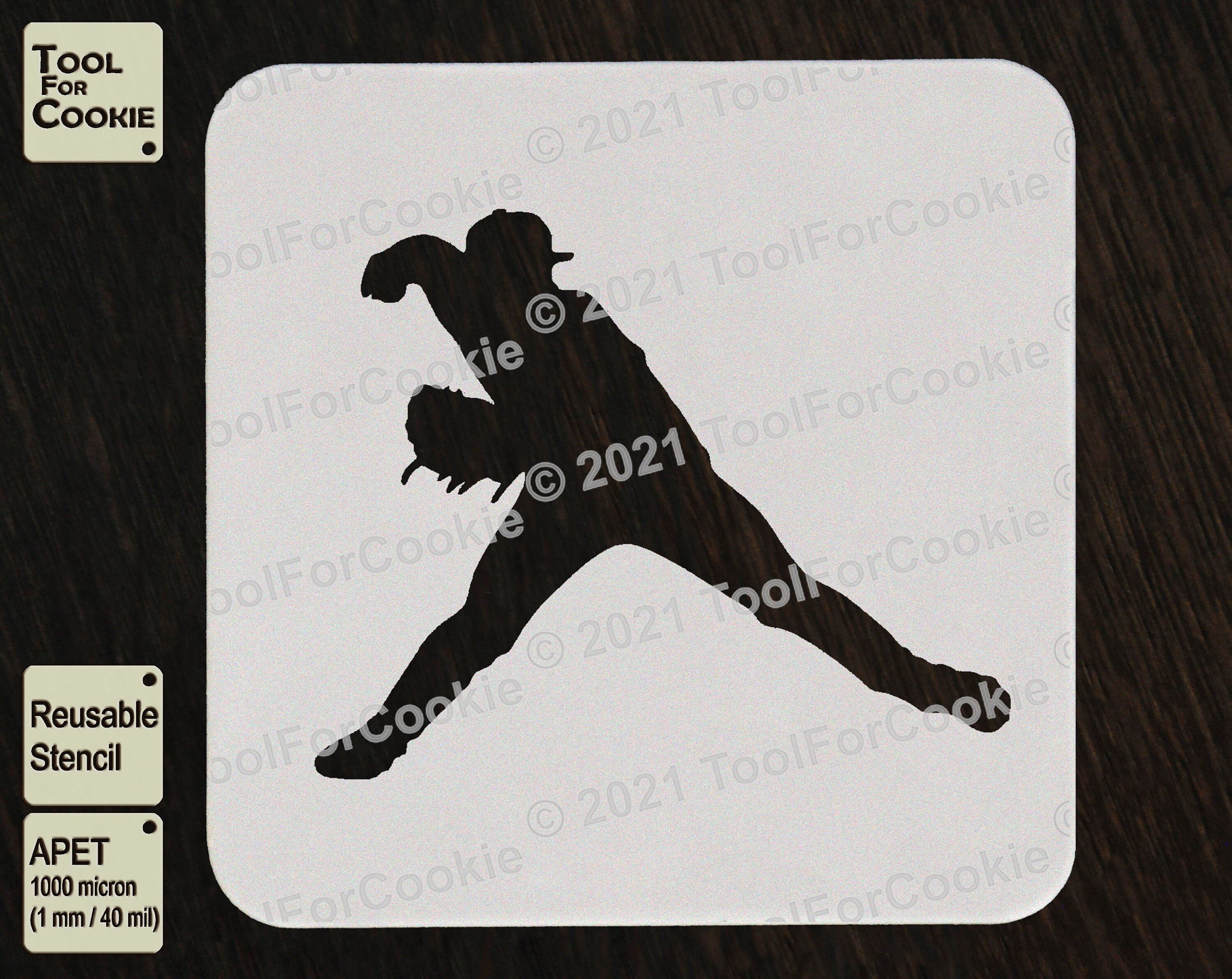 Baseball Stencil Baseball Player Stencil Etsy