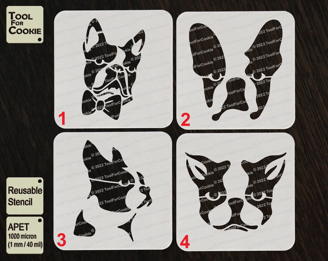 Boston Terrier Dog Stencil - Etsy