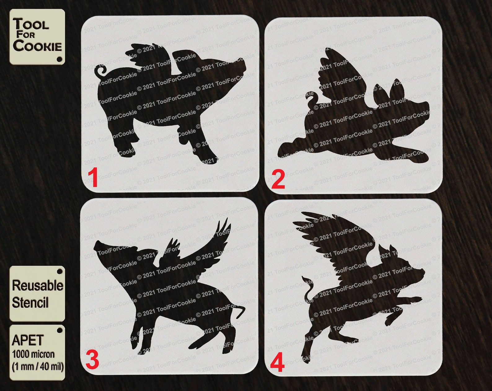 Winged Pig Stencil Pig With Wings Stencil - Etsy