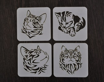 Katzen Schablone, Katzen Schablone, Benutzerdefinierte Schablone, jede Schriftart, jedes Design, jede Größe, Schablonen