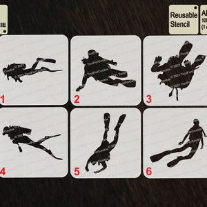 Diver Stencil, Diving Stencil