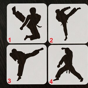 Karate player stencil Karate Stencil Custom Stencil Any | Etsy