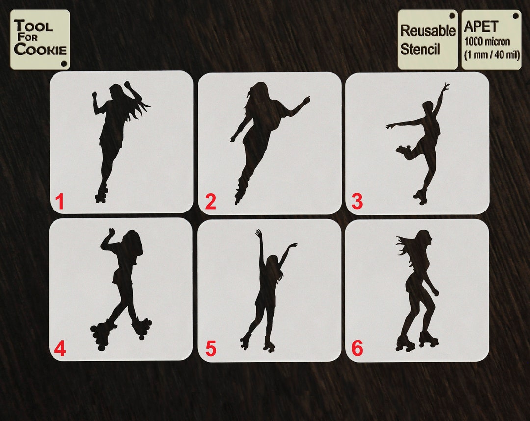 Roller Skating Girl Stencil, Roller Skater Stencil - Etsy
