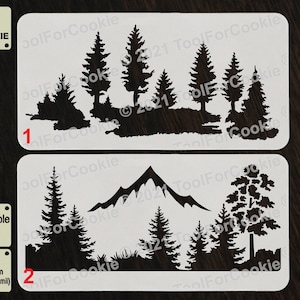 Stencil di montagne, Stencil dell'albero, Stencil della foresta