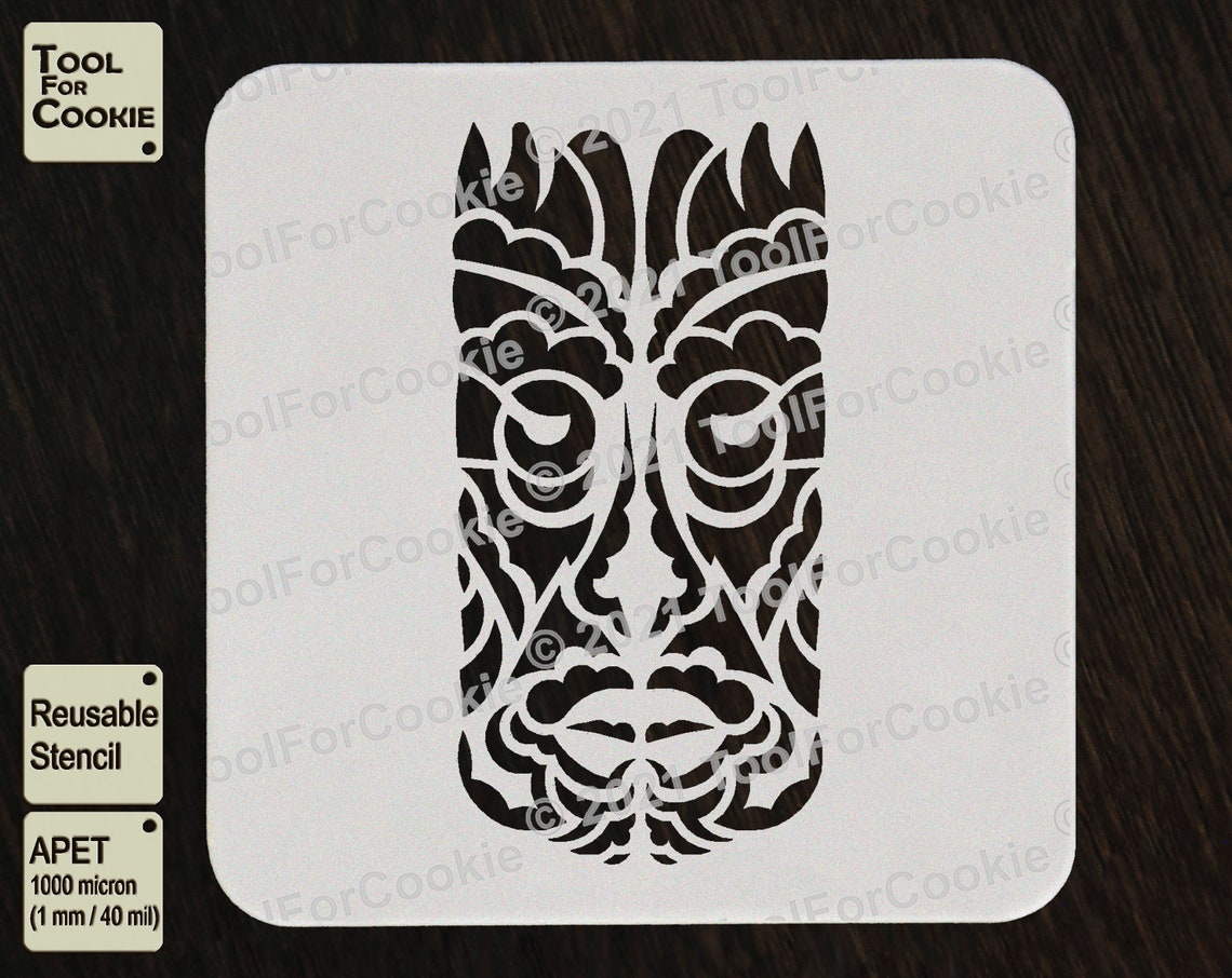 Tiki Mask Stencil Etsy