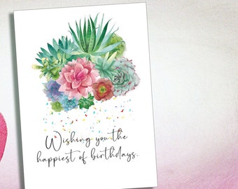 succulent birthday card/ happy birthday card/ greeting card friend/ succulent card/instant download and  printable