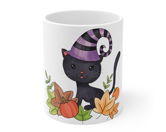 Black cat, halloween cat mug, cat lover gifts, cat coffee mug, halloween cat mug, cat Mug 11oz
