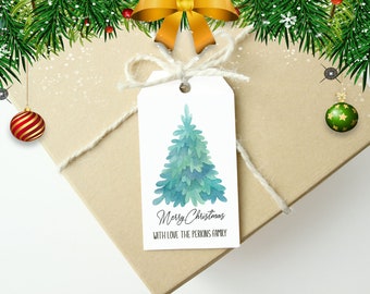 Editable Christmas tree gift tags |  Instant download| Christmas  tag printable| Tags PDF 2X3inches|