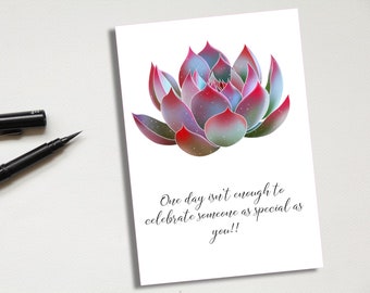 succulent birthday card/ happy birthday card/ greeting card friend/ succulent card/instant download and  printable