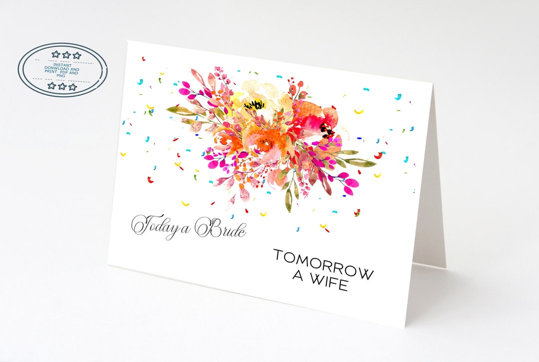 Bridal Shower Congratulations Card Printable/ Greeting Card to Bride ...