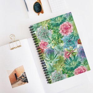 Succulent notebook- lined notebook-Spiral Notebook - Ruled Line