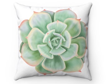 SUCCULENT PILLOWS -cactus pillow outdoor- cactus rose- spring pillows-Spun Polyester Square Pillow, plant prints