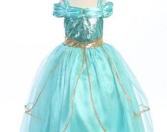 Jasmine inspired dress, Aladdin princess Jasmine inspired dress, Aladdin Jasmine Birthday dress, princess twirl dress, Princess dress