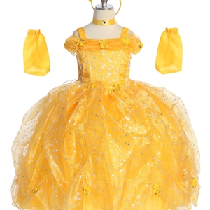 Yellow Star Princess Belle dress for Birthday costume or Photo shoot Belle dress outfit Birthday dress Belle costume Princess dress