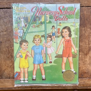 NEW Vintage Queen Holden&#39;s Nursery School Paper Dolls Unused Retro Toy Set