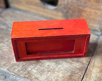 Schylling Secret Wooden Box Gift Money Stash Puzzle with Two Slots