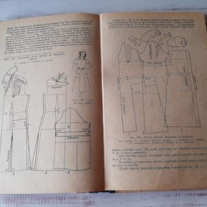 Vintage sewing book - old book of sewing - illustrated book - dress patterns - Sewing guide patterns diagrams tutorial